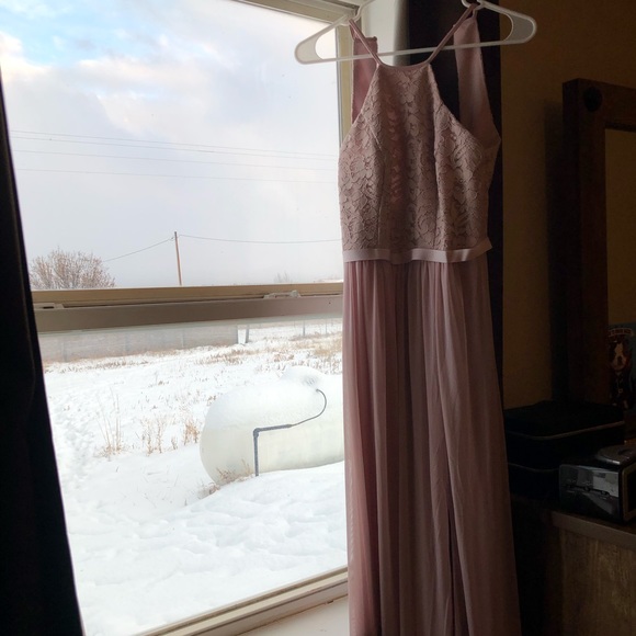 David’s Bridal-dusty rose XS DRESS WITH SLIT. - Picture 1 of 2